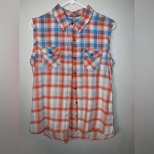 Women’s flannel button tank top